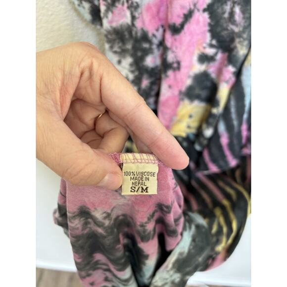 NEW Karma Circle USA black tie dye midi dress S/M stretch cape grunge beachy - Picture 5 of 6